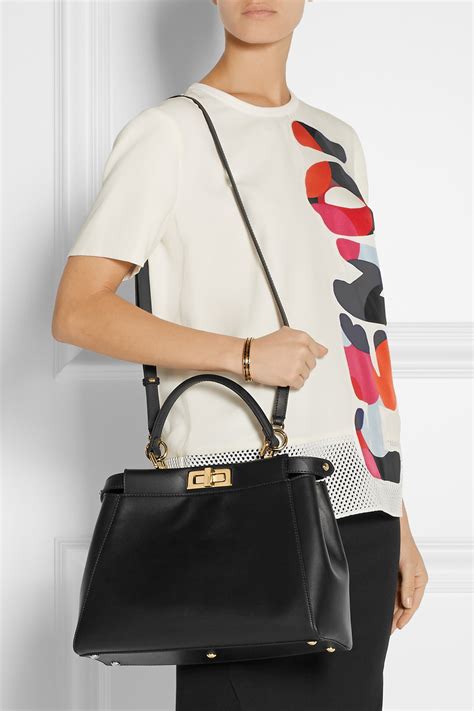 fendi peekaboo black large|Fendi peekaboo medium leather tote.